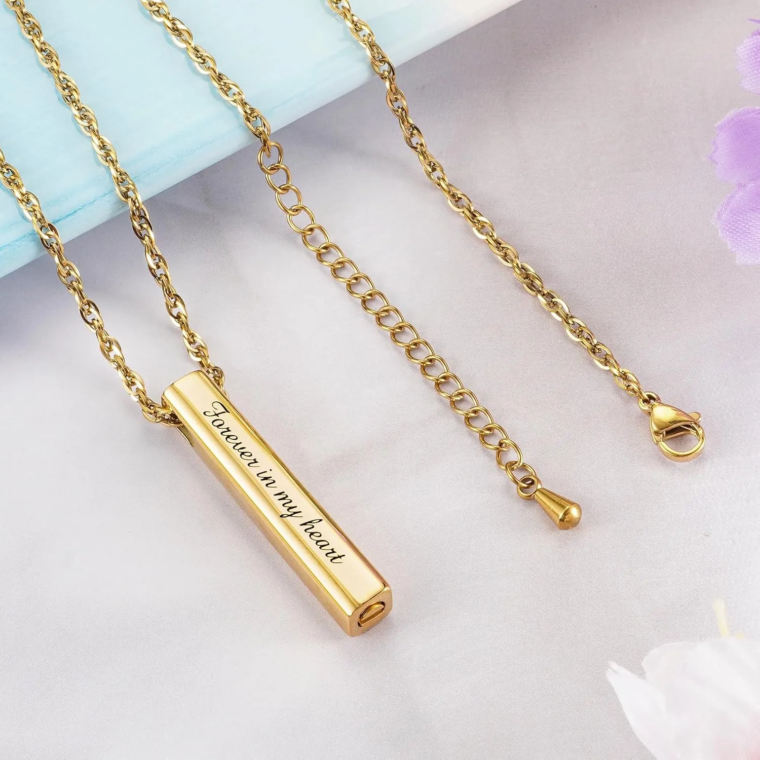 abooxiu Urn Necklace for Human Ashes Cremation Jewelry for Ashes Stainless Steel Keepsake Ashes Necklace Memorial Urn Jewelry Pendant for Women Men - Forever in my heart