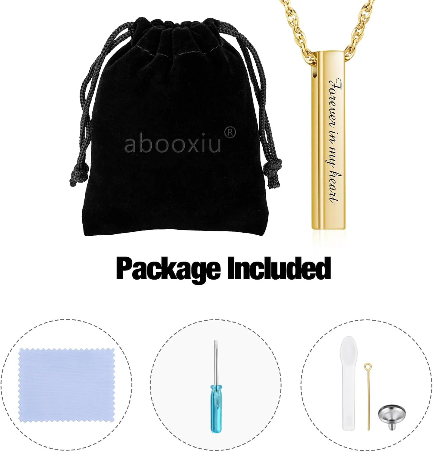 abooxiu Urn Necklace for Human Ashes Cremation Jewelry for Ashes Stainless Steel Keepsake Ashes Necklace Memorial Urn Jewelry Pendant for Women Men - Forever in my heart