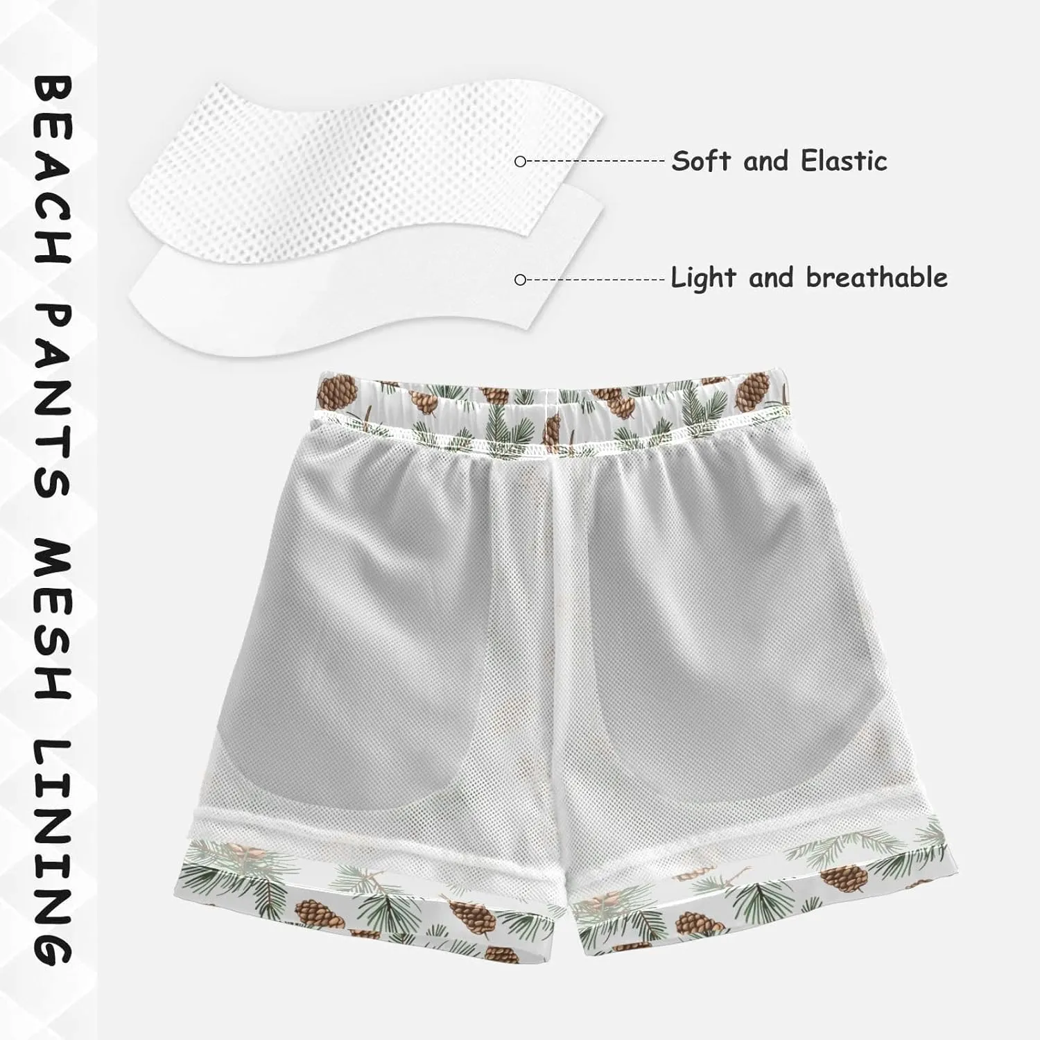 ALAZA Pine Cone Branch Tree Boys Quick Dry Beach Board Shorts Kids Swim Trunks Bathing Suit Swimsuit