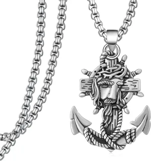 Anchor Necklace for Men 925 Sterling Silver Crucifix Pendant Necklace Jesus Cross Jewelry Nautical Jewelry Gift for Men Mariners