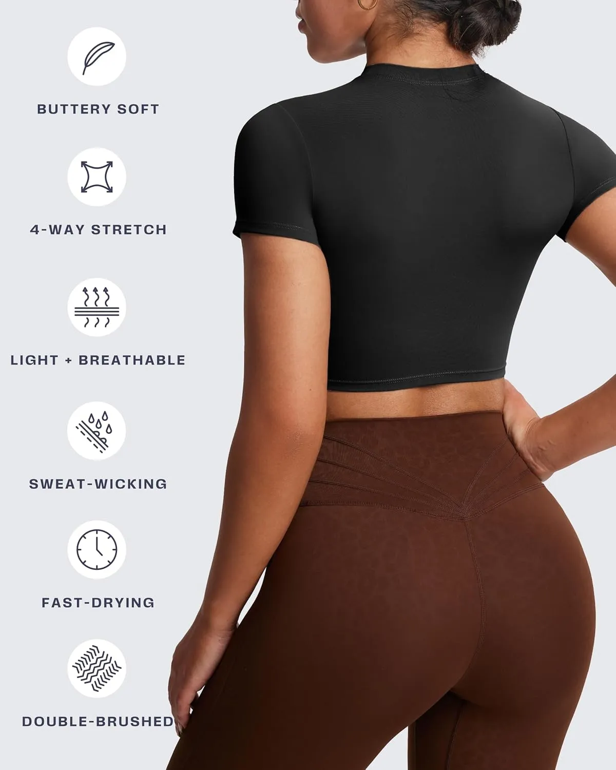 Aoxjox Short Sleeve Crop Tops for Women Classic Longline Baby Tee Workout T Shirt Top