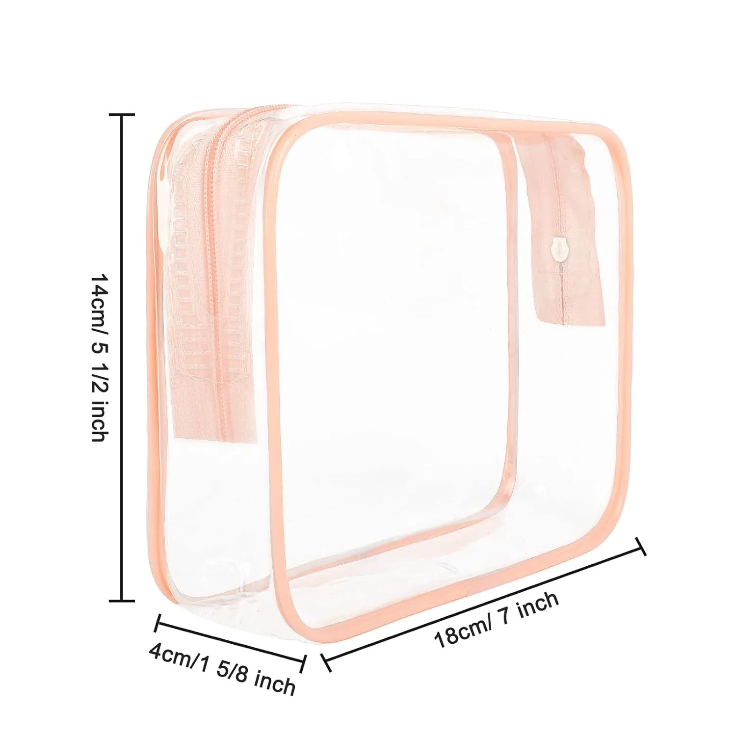 APREUTY Clear Makeup Bags, TSA Approved 3Pcs Cosmetic Makeup Bags Set Clear PVC with Zipper Handle Portable Travel Luggage Pouch Airport Airline Vacation Organization (Pink)
