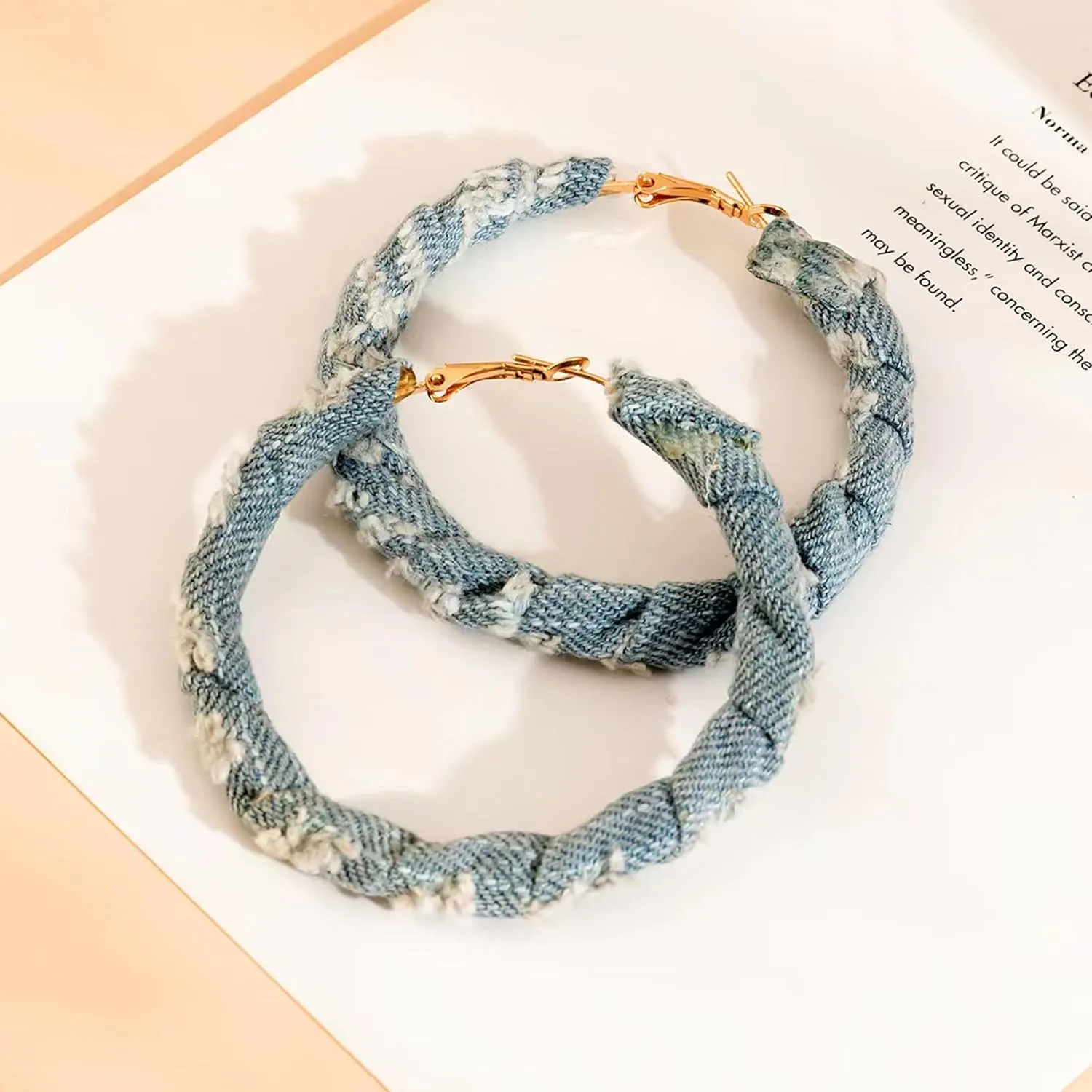 Bohemia Denim Hoop Earrings Simple Exaggerated Big Circle Round Statement Earrings Jewelry Accessories for Women Bridal