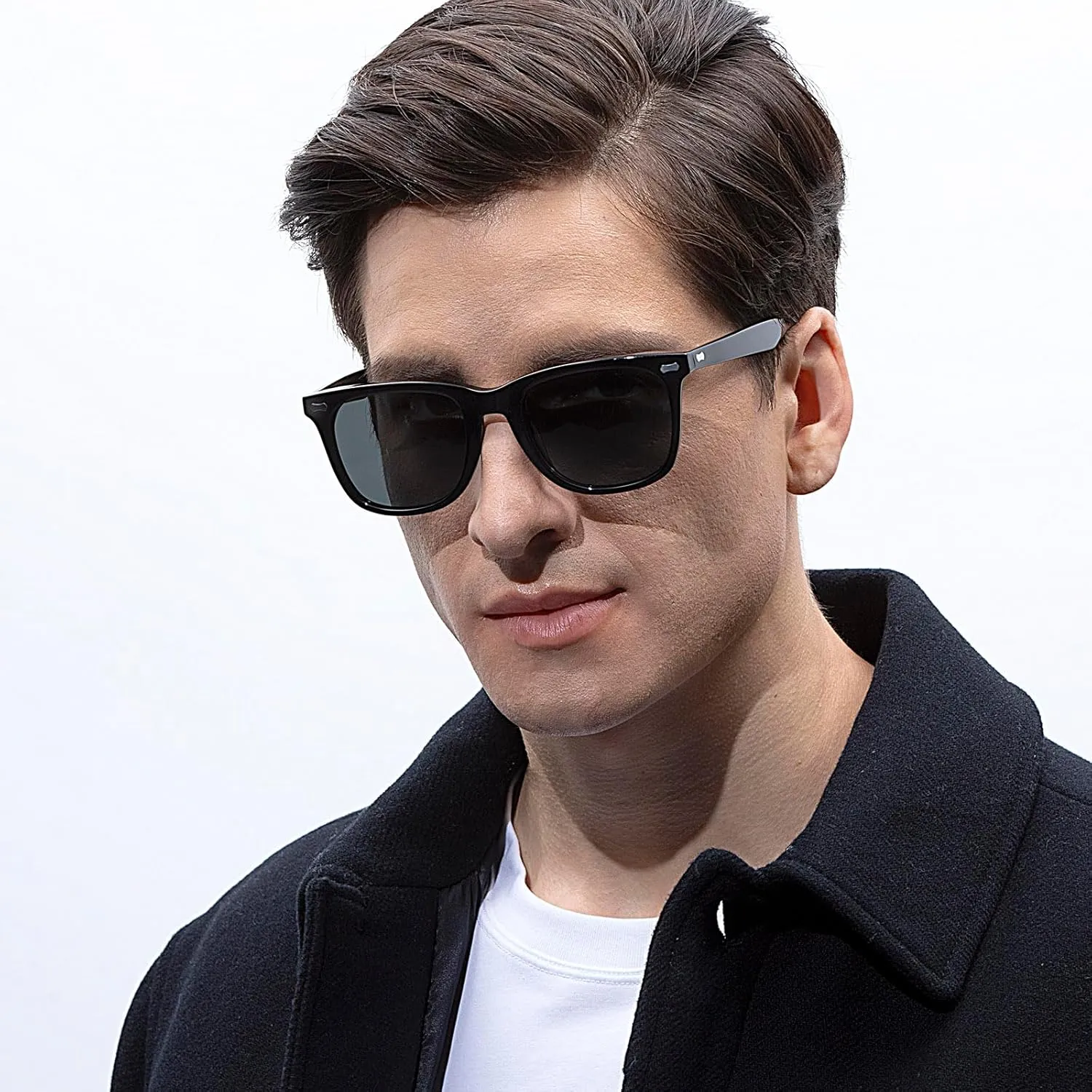 CARFIA Square Polarized Sunglasses for Men UV400 Protection Retro Acetate Italian Hand-crafted Driving Shades