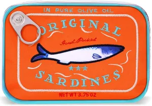 Cessfle Canned Sardines Makeup Bag, Funny Sardine Tin Fish Cosmetic Bag, Creative Cute Makeup Bag Kawaii Pencil Case Pouch, Coquette Make up Pouch for Women, 6.1*4.3*4.5inch, Orange mix Blue
