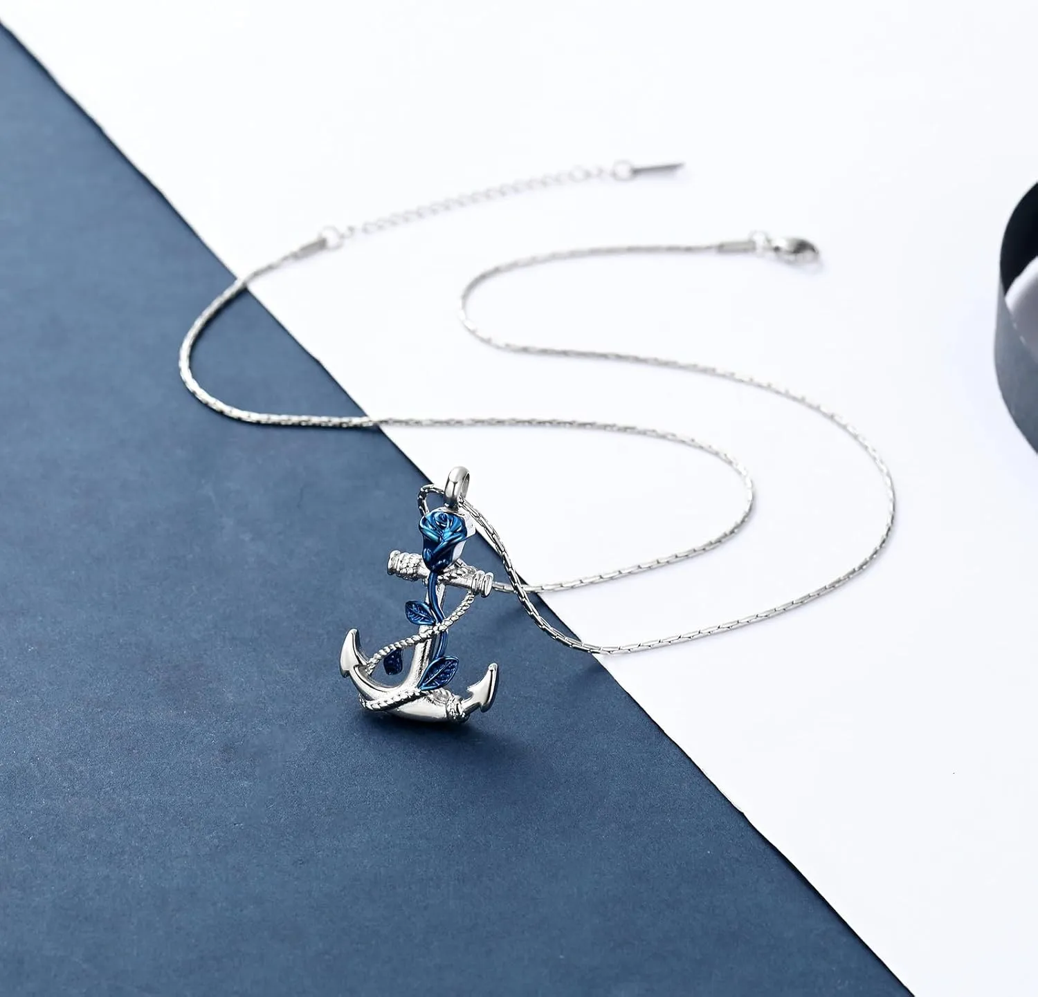 constantlife Anchor Pendant Urn Necklace for Ashes for Women Men Rose Urn Cremation Jewelry for Human/Pet Ashes Stainless Steel Keepsake Funeral Memorial Gift