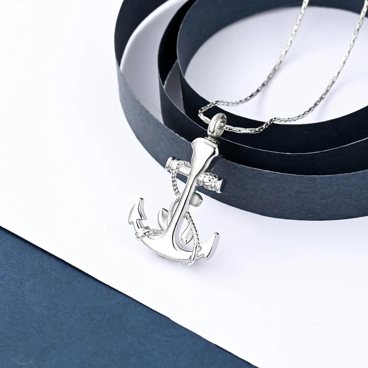 constantlife Anchor Pendant Urn Necklace for Ashes for Women Men Rose Urn Cremation Jewelry for Human/Pet Ashes Stainless Steel Keepsake Funeral Memorial Gift