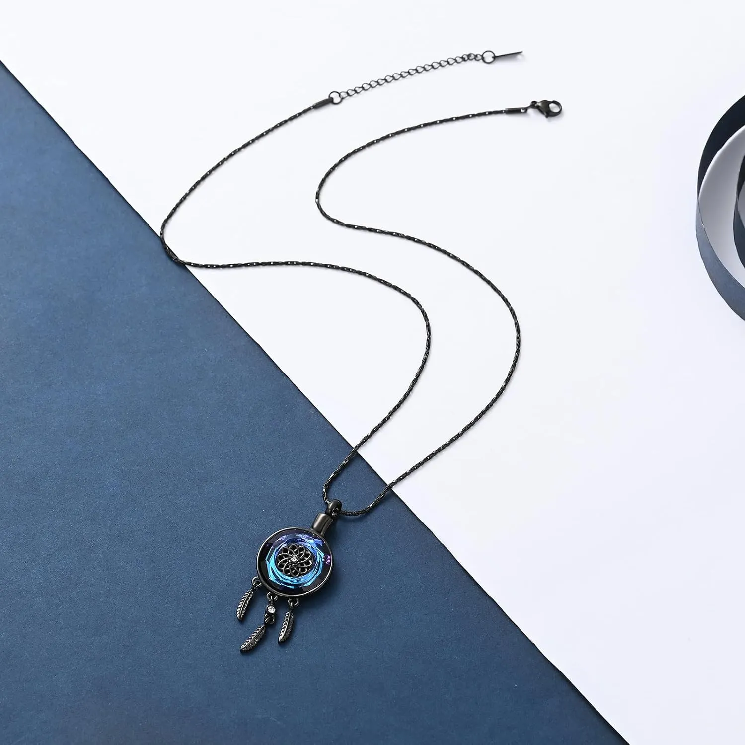 constantlife Circle of Life Dreamcatcher Cremation Jewelry for Ashes Stainless Steel Crystal Pendant Urn Necklace Keepsake Human Pet Memorial Gift for Women Men