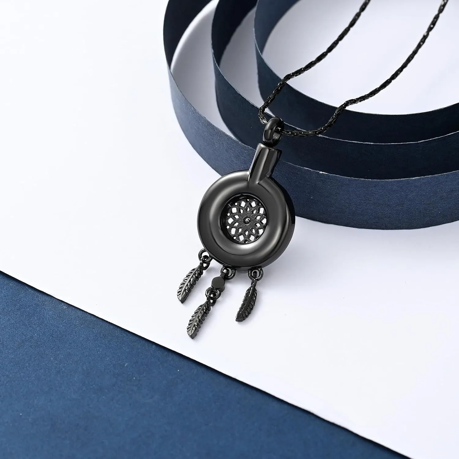 constantlife Circle of Life Dreamcatcher Cremation Jewelry for Ashes Stainless Steel Crystal Pendant Urn Necklace Keepsake Human Pet Memorial Gift for Women Men
