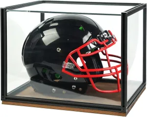Football Helmet Display Case with Aluminum Frame, Thick Acrylic Panel, Solid Wood Base, Ideal Box for Full Size Football Helmet, Hockey Helmet and Sports Collectible Memorabilia