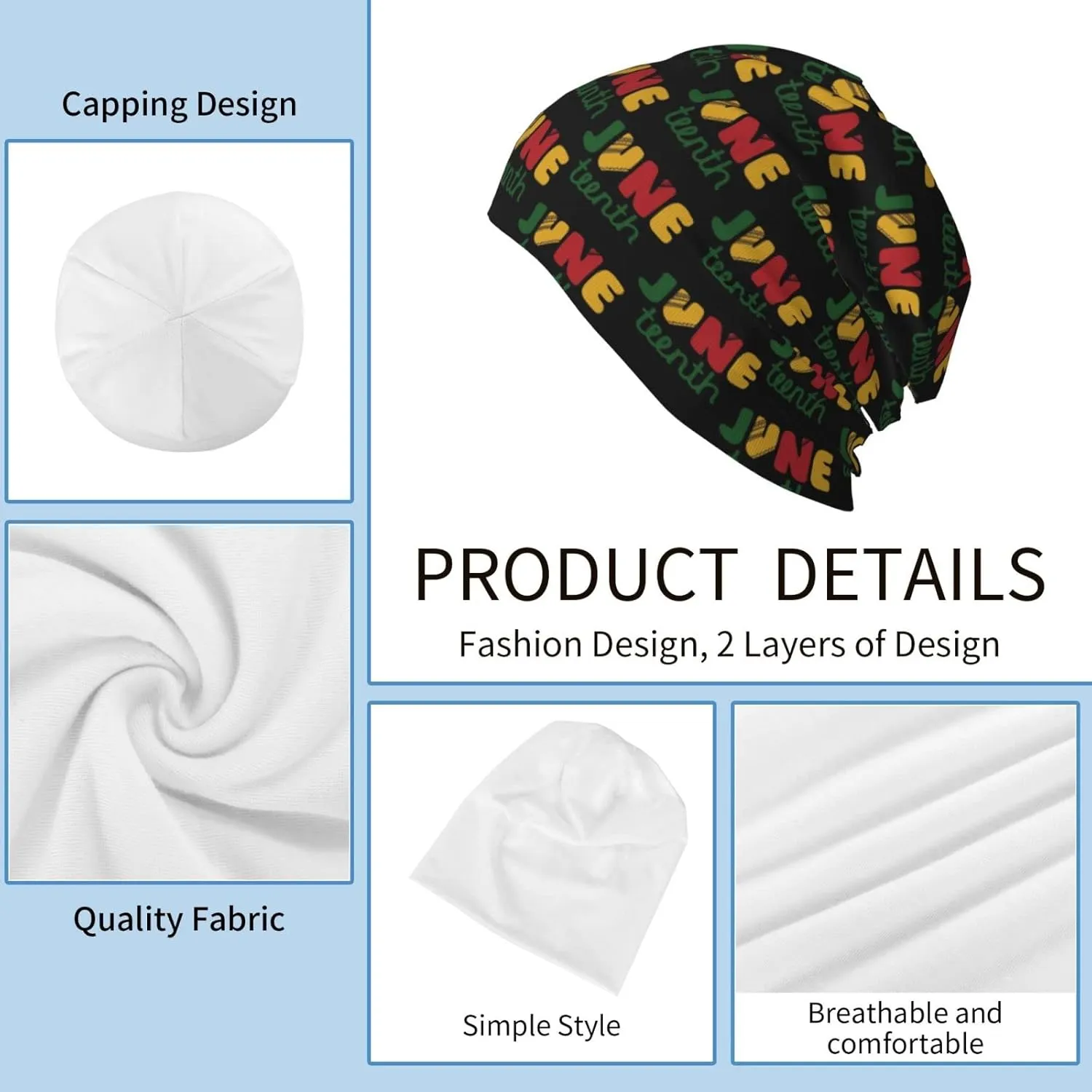 Happy Juneteenth Day Freedom 1865 Beanie Hat for Men Women Knit Warm Casual Hats Classic Winter Cap