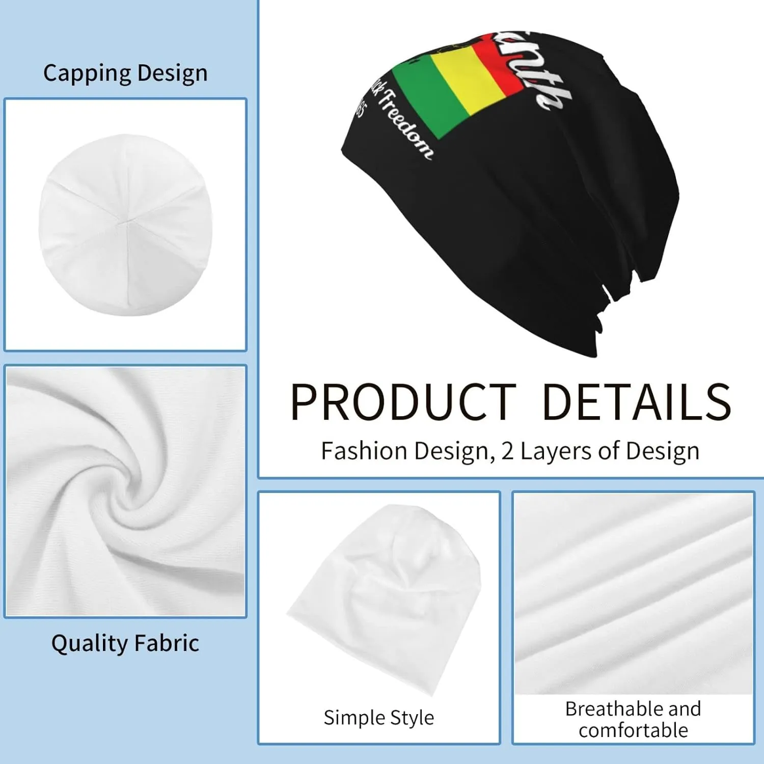 Happy Juneteenth Day Freedom 1865 Beanie Hat for Men Women Knit Warm Casual Hats Classic Winter Cap