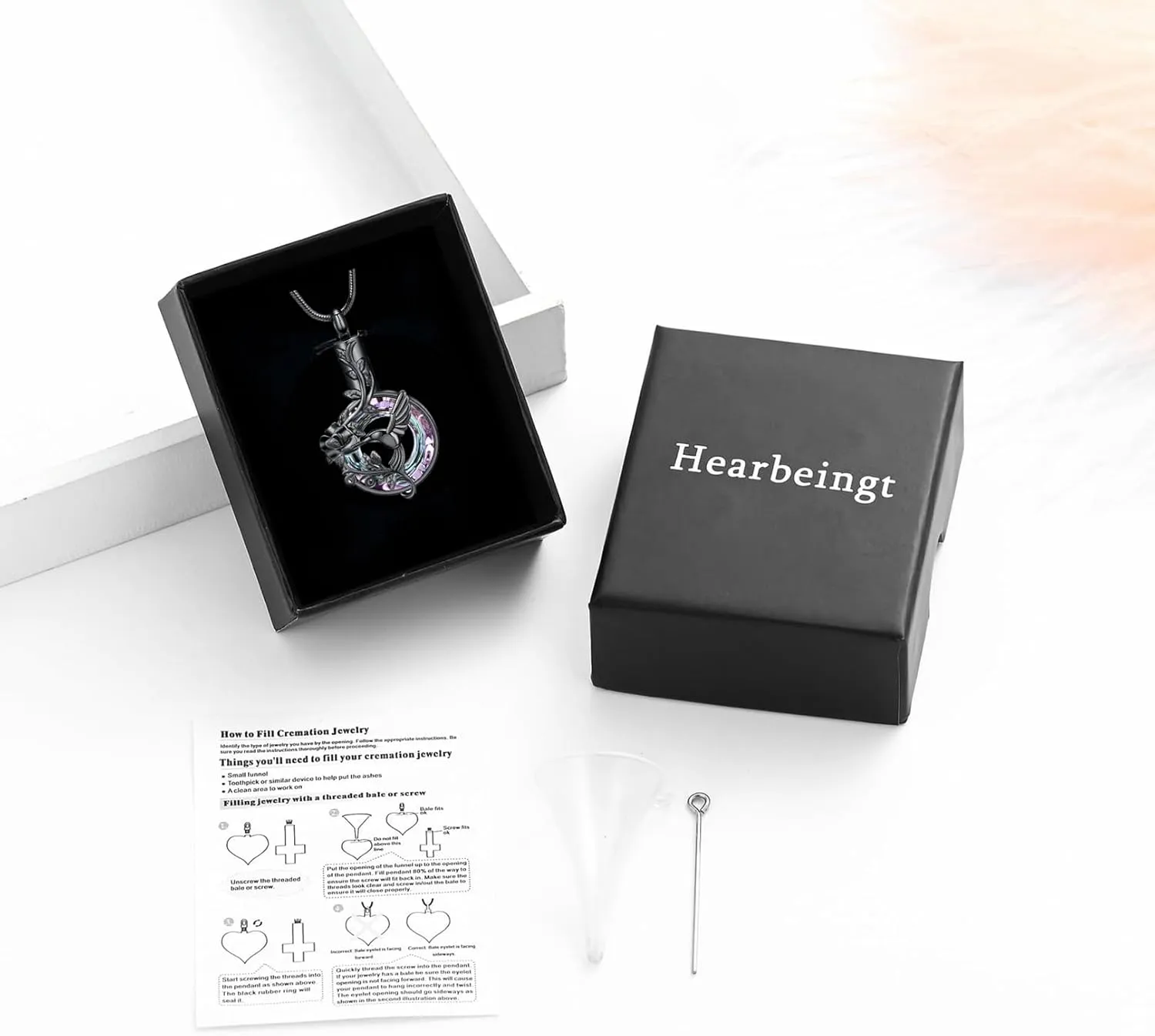 Hearbeingt Cremation Ashes Jewelry for Loved One Hummingbird Urn Necklace for Ashes Keepsake Pendant for Women Men