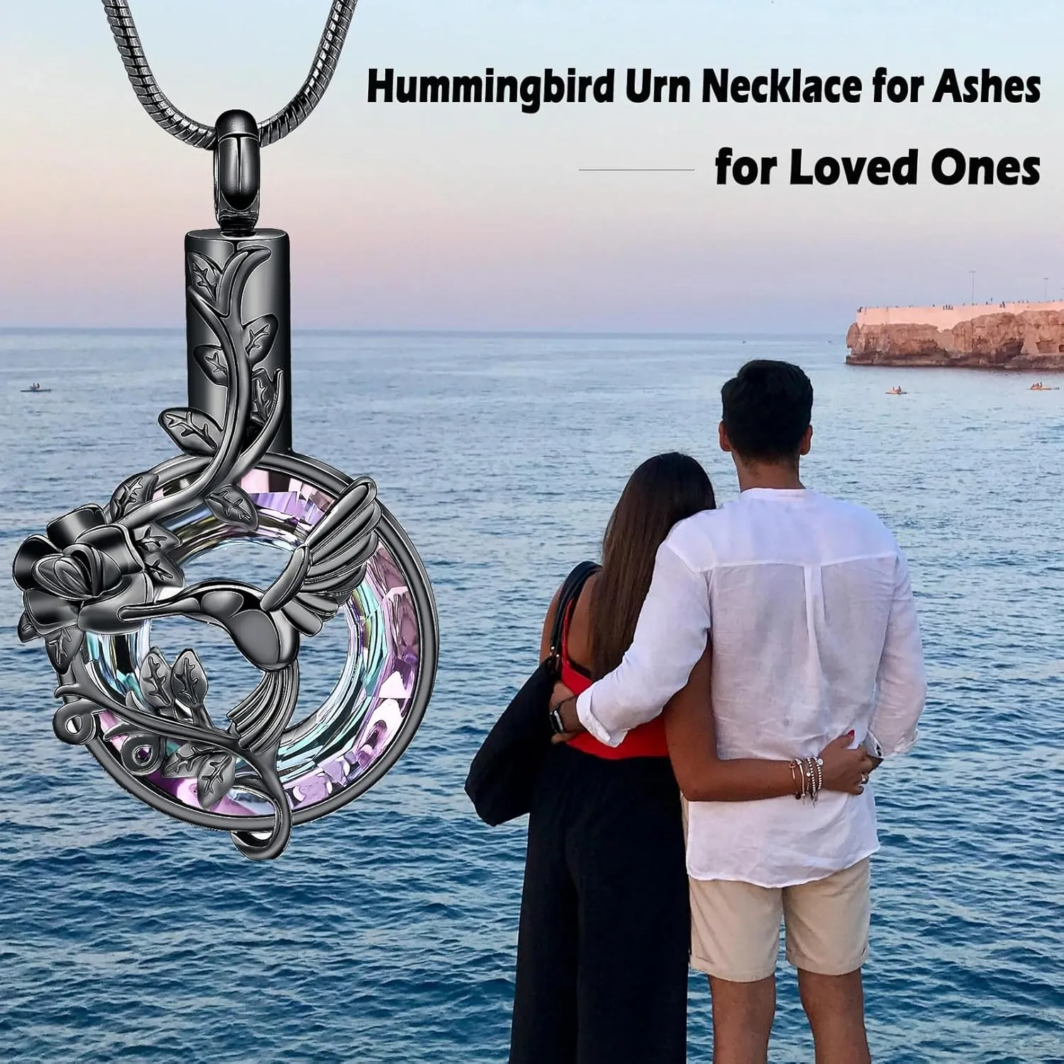 Hearbeingt Cremation Ashes Jewelry for Loved One Hummingbird Urn Necklace for Ashes Keepsake Pendant for Women Men