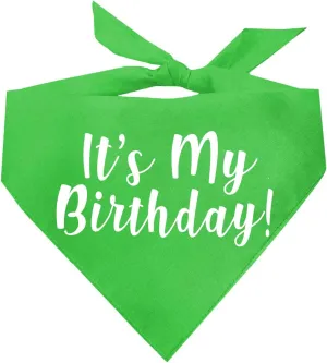 It's My Birthday Dog Bandana | 100% Cotton Triangle | Made in USA | Birthday Pawty | Party Theme | Celebration Supplies | Photoshoot Prop |Lime Green, One Size (60)