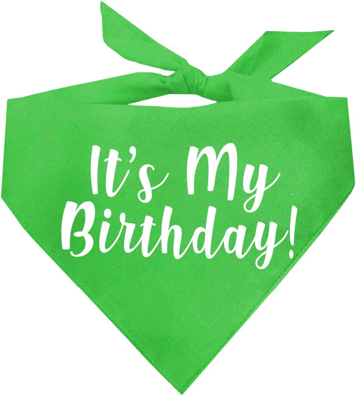 It's My Birthday Dog Bandana | 100% Cotton Triangle | Made in USA | Birthday Pawty | Party Theme | Celebration Supplies | Photoshoot Prop |Lime Green, One Size (60)