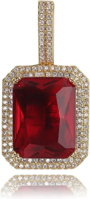 JINAO Hip Hop 6 Colors Solitaire Pendant Cubic Zirconia Halo Pendant Necklace with Solid Back??