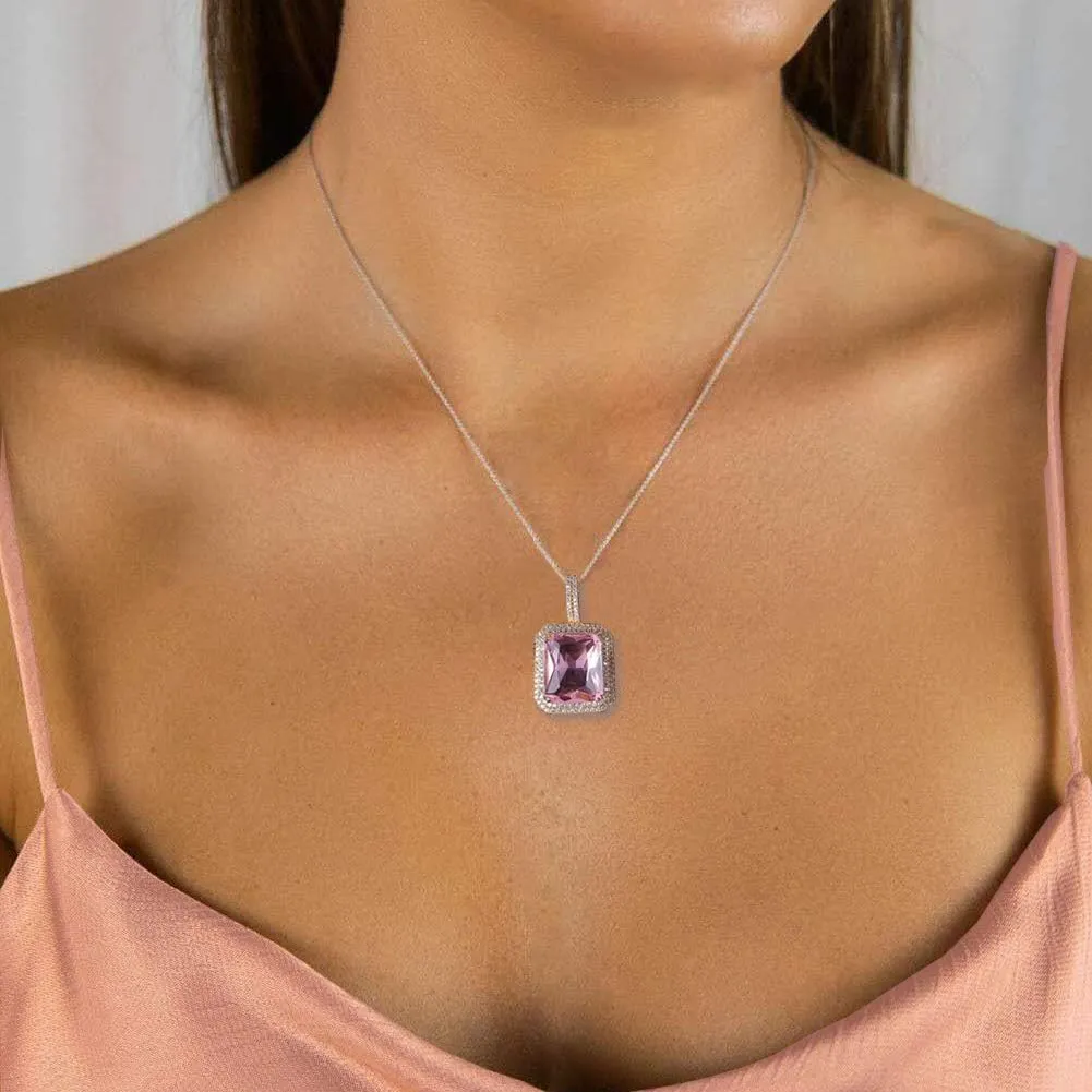 JINAO Hip Hop 6 Colors Solitaire Pendant Cubic Zirconia Halo Pendant Necklace with Solid Back??