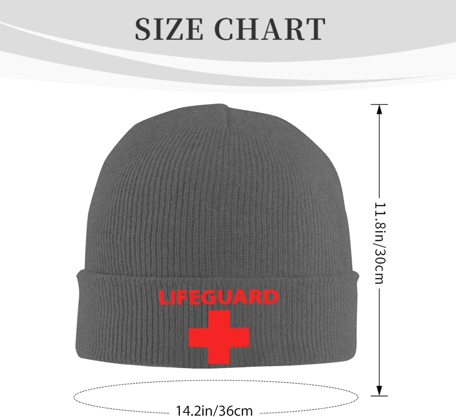Lifeguard Cross Knit Ski Beanie Cap Classic Warm Winter Hat for Women and Men