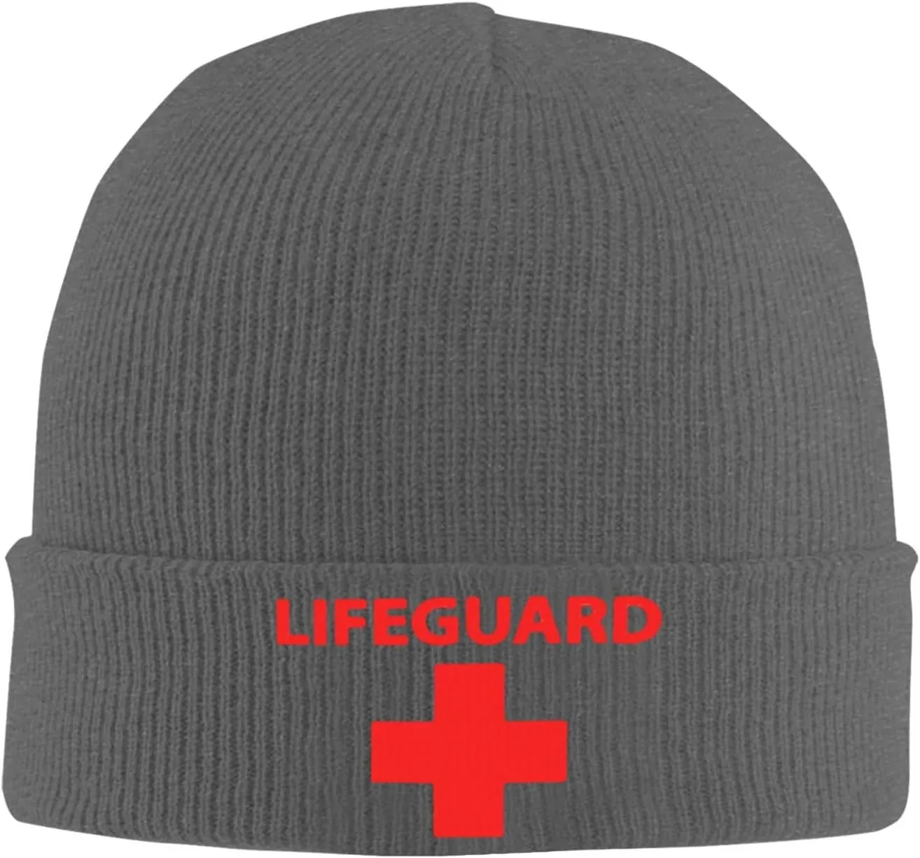 Lifeguard Cross Knit Ski Beanie Cap Classic Warm Winter Hat for Women and Men