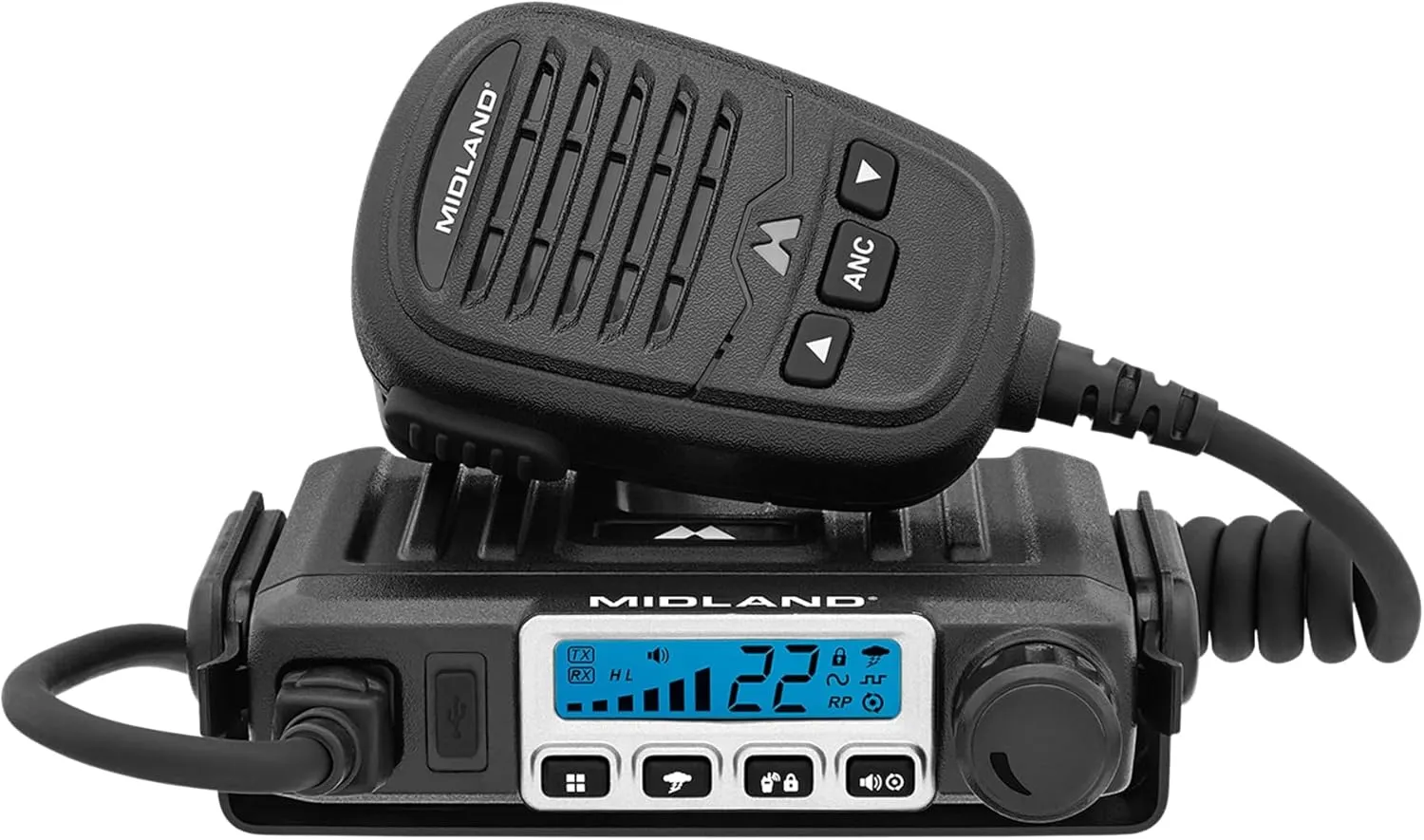 Midland  MXT115 - 15 Watt GMRS MicroMobile Two Way Trails Radio - Off Roading Outdoor RZR Farm - 8 Repeater Channels Extended Range - External Magnetic Mount Antenna - NOAA Weather Alerts