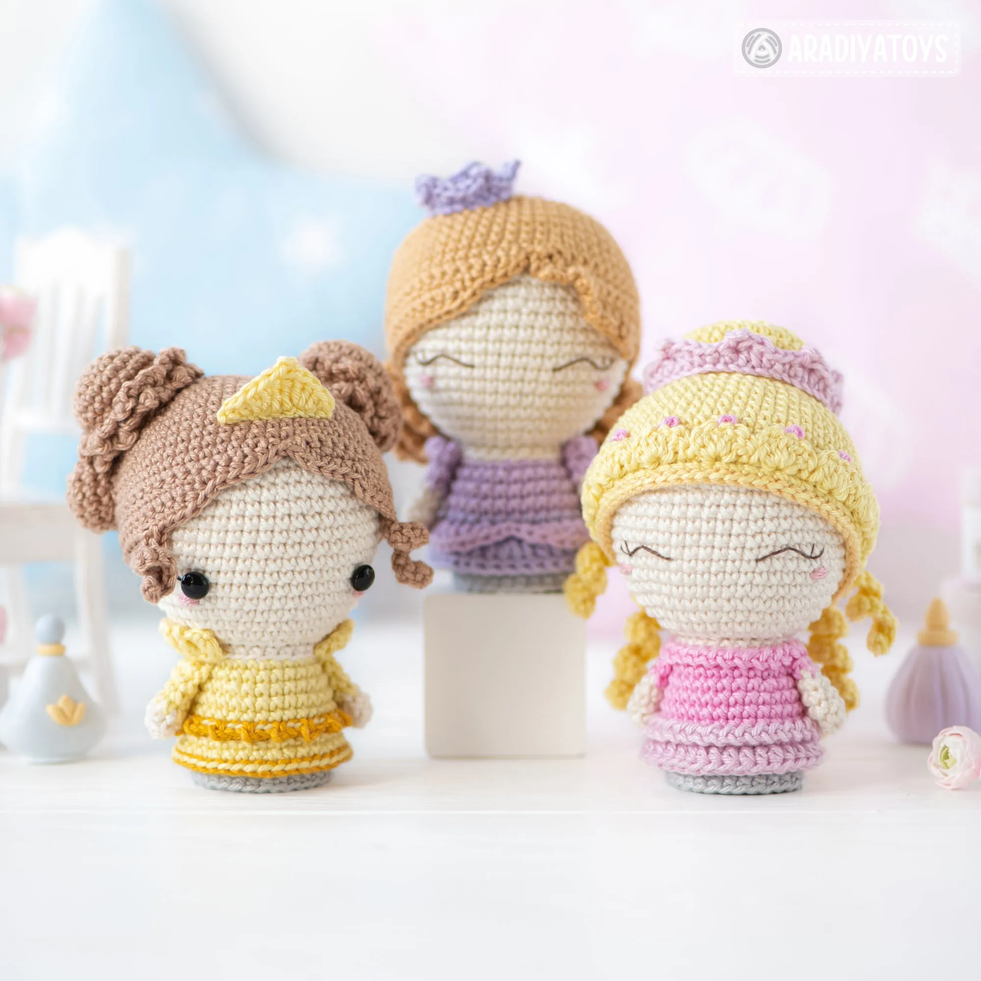 Mini Princesses from “Mini Kingdom” collection / crochet patterns by AradiyaToys (Amigurumi tutorial PDF file) / princess / amigurumi fairy