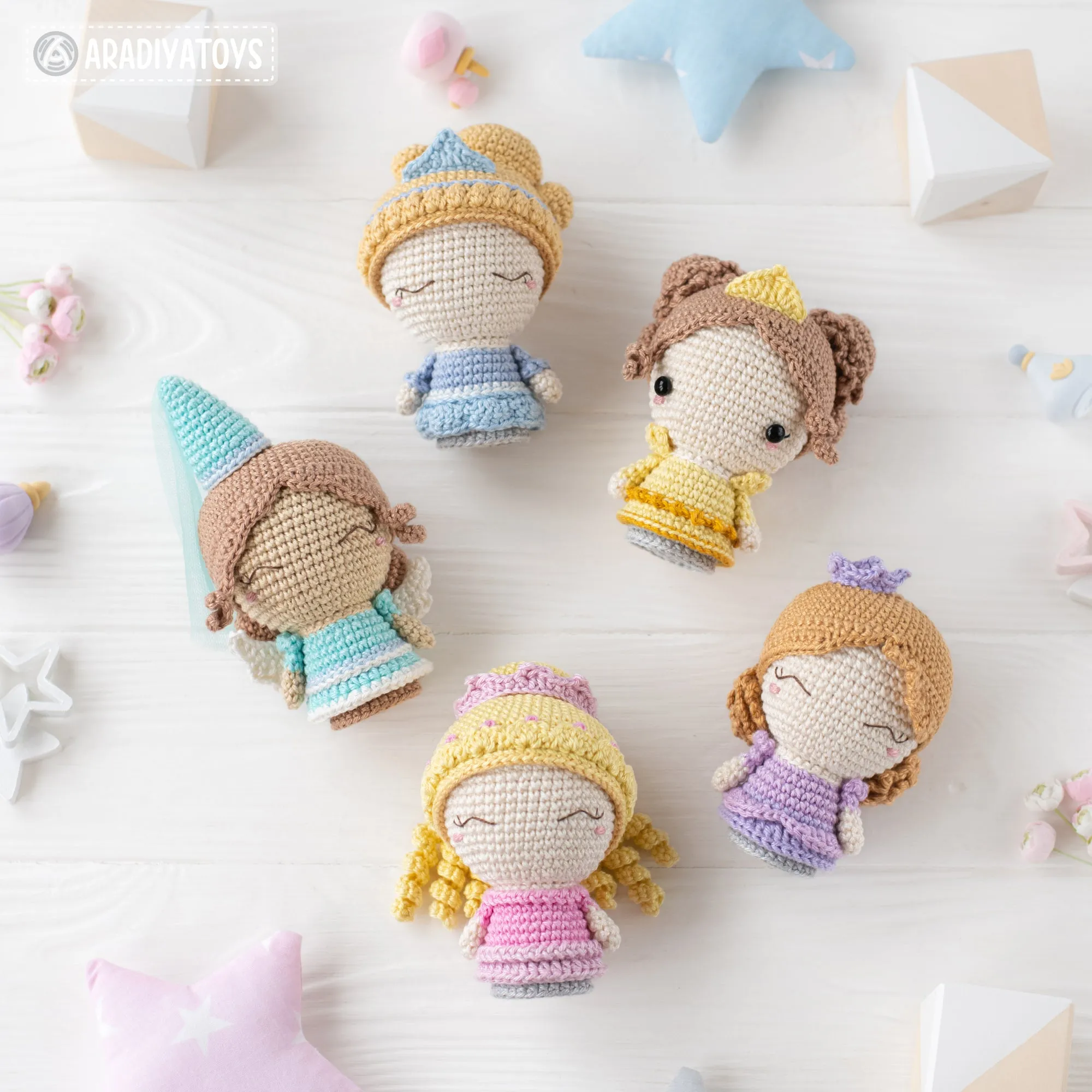Mini Princesses from “Mini Kingdom” collection / crochet patterns by AradiyaToys (Amigurumi tutorial PDF file) / princess / amigurumi fairy
