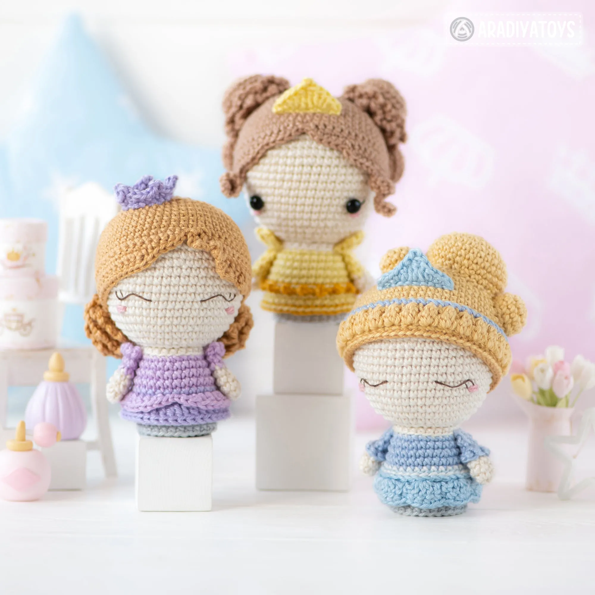 Mini Princesses from “Mini Kingdom” collection / crochet patterns by AradiyaToys (Amigurumi tutorial PDF file) / princess / amigurumi fairy