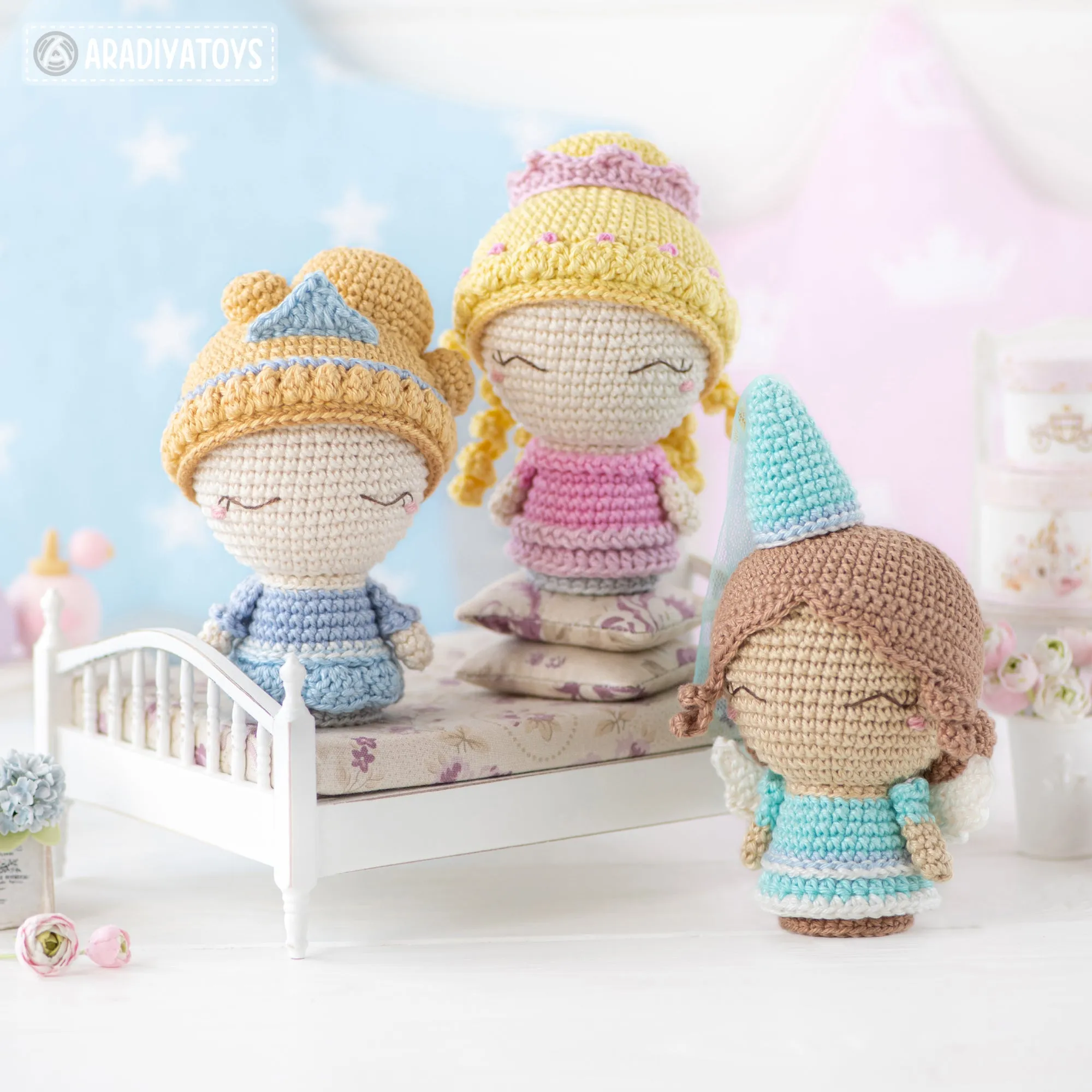 Mini Princesses from “Mini Kingdom” collection / crochet patterns by AradiyaToys (Amigurumi tutorial PDF file) / princess / amigurumi fairy