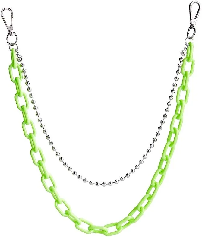 Neon Resin Chunky Hip Hop Jeans Chain Body Chain Punk Goth for Women Men Acrylic Link Chain for Women Thick Keychains Belt Waist Chains body Accessory for Girls