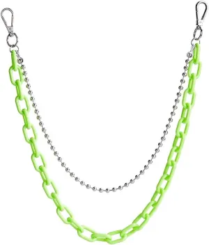 Neon Resin Chunky Hip Hop Jeans Chain Body Chain Punk Goth for Women Men Acrylic Link Chain for Women Thick Keychains Belt Waist Chains body Accessory for Girls