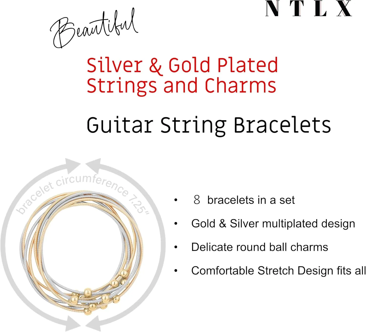 NTLX Guitar String Bracelet  Multi Strand Stackable Stretch Bracelets for Women  Bohemian Boho Bracelets  Music Lovers Fashion - Multi Color Strand Statement Bangles