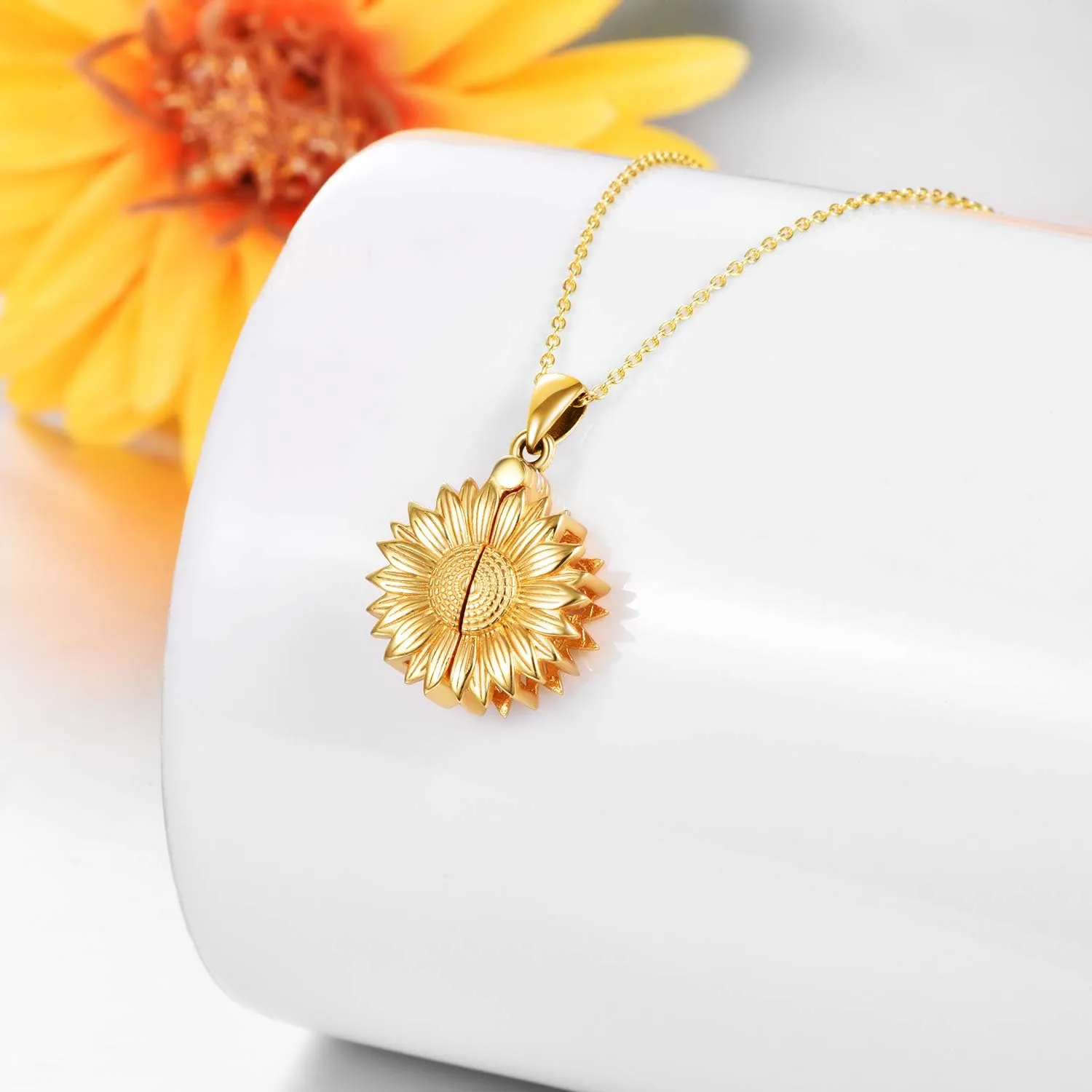 ONEFINITY Sterling Silver Sunflower Urn Necklace for Ashes You Are My Sunshine Pendant Cremation Jewelry for Ashes of Loved Ones Keepsake