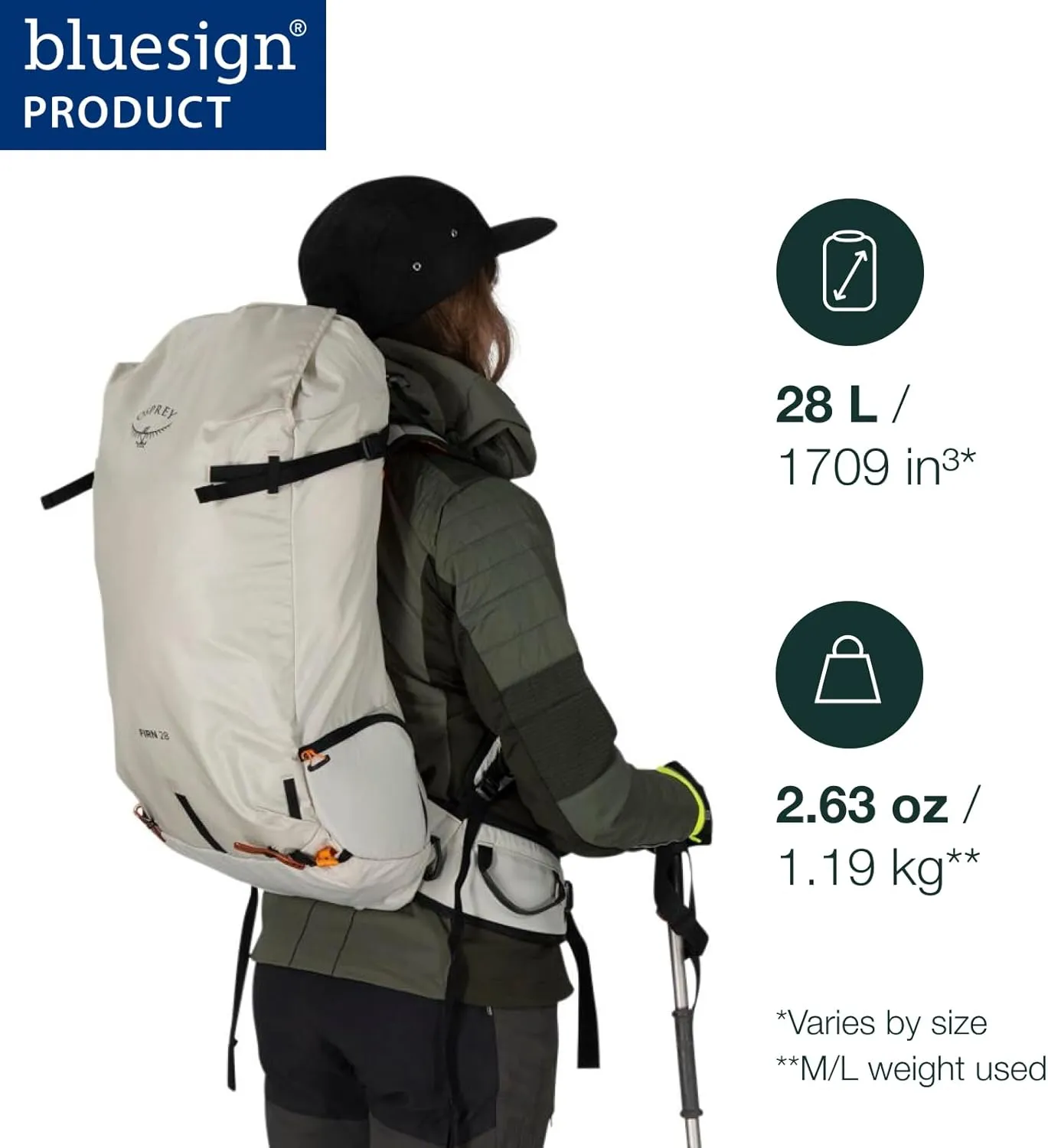 Osprey Firn 28L Ski and Snowboard Backpack, Elderberry Purple/Peppermint Green, Medium/Large