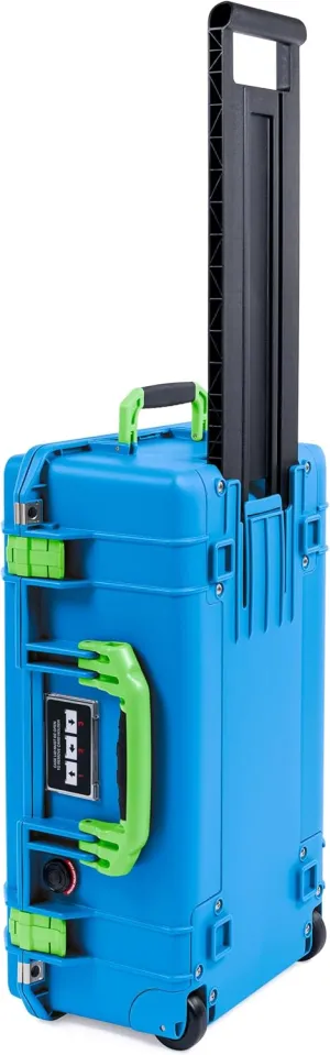 Pelican Air 1535 Electric Blue Carry-on Case - Medium Size Waterproof Case with Lime Green Handles & Latches