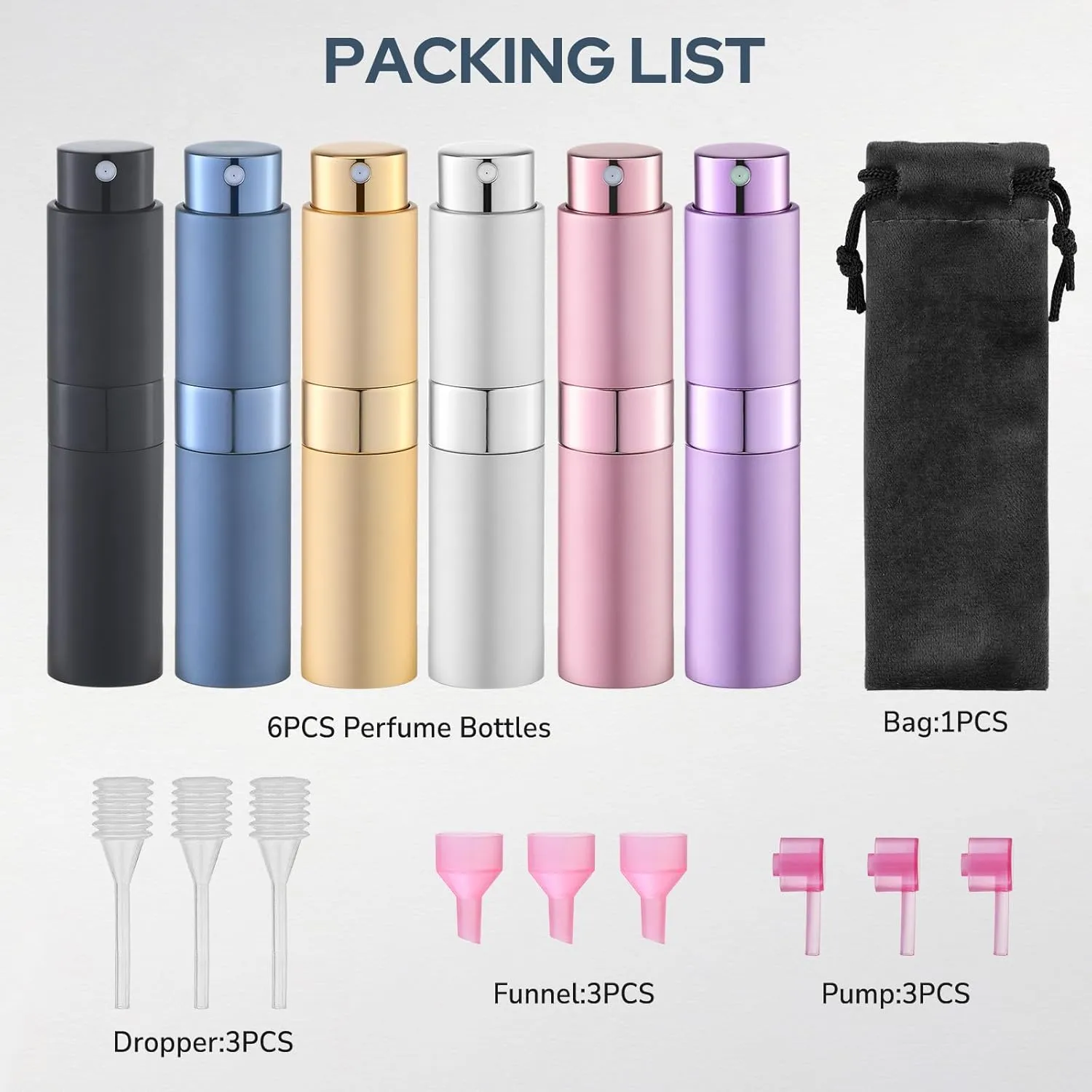 Perfume Atomizer Travel Refillable Bottle: Cologne Sprayer Portable for Men - Mini Spray Empty for Refill - 8ml Small Size Gold
