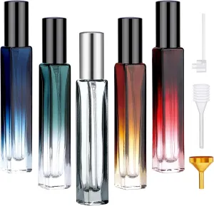 Segbeauty Glass Perfume Bottle Set, 5 Pack of 10ML Portable Perfume Travel Refillable, Empty Atomizer Sprayer for Perfume Cologne Dispenser, Travel Sample Bottles Perfume Making Kit with Refill Tool