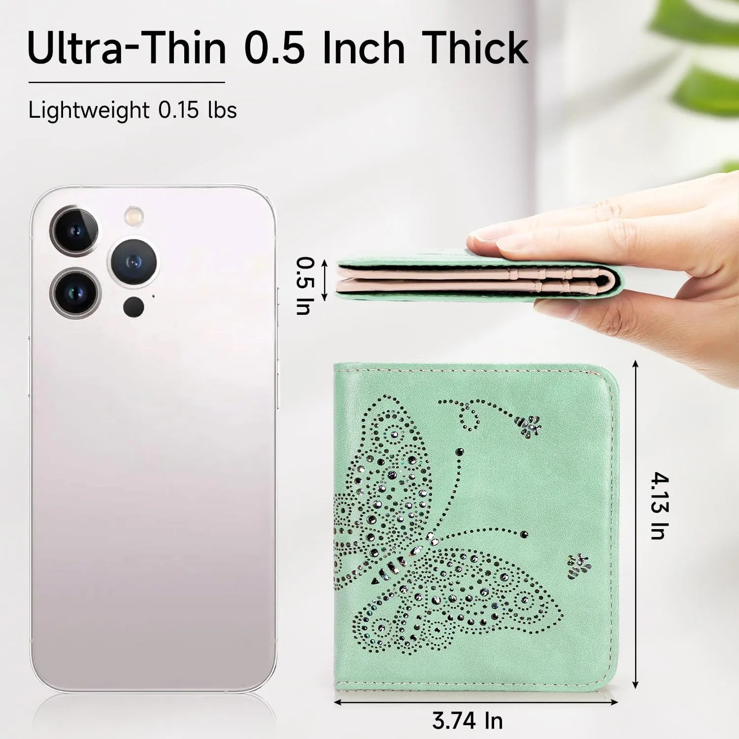 Small RFID Wallet Women Ultra Thin Slim Womens Wallet Mini Compact Bifold Pocket Ladies Wallets for Women Peppermint Mambo Green