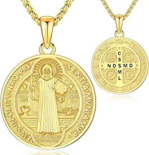 St Benedict Medals, Saint Benedict Medal Pendant Necklace Saint Benedict Crucifix Medals Catholic, Perfect For Any Gift Giving Occasions Silver Gold Blue