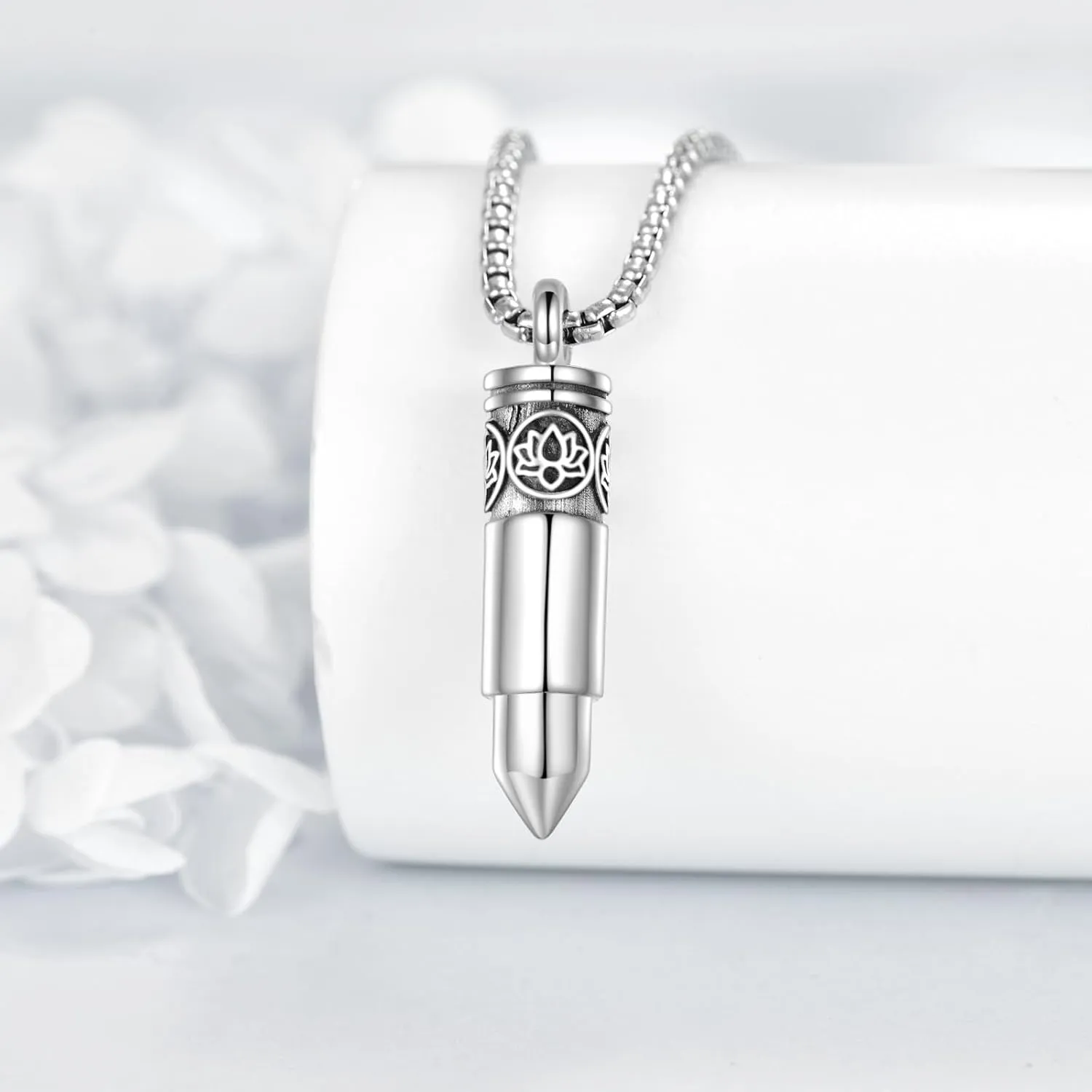 Urn Necklace for Ashes 925 Sterling Silver Bullet Cremation Pendant Memorial Ashes Jewelry Gift for Men Women