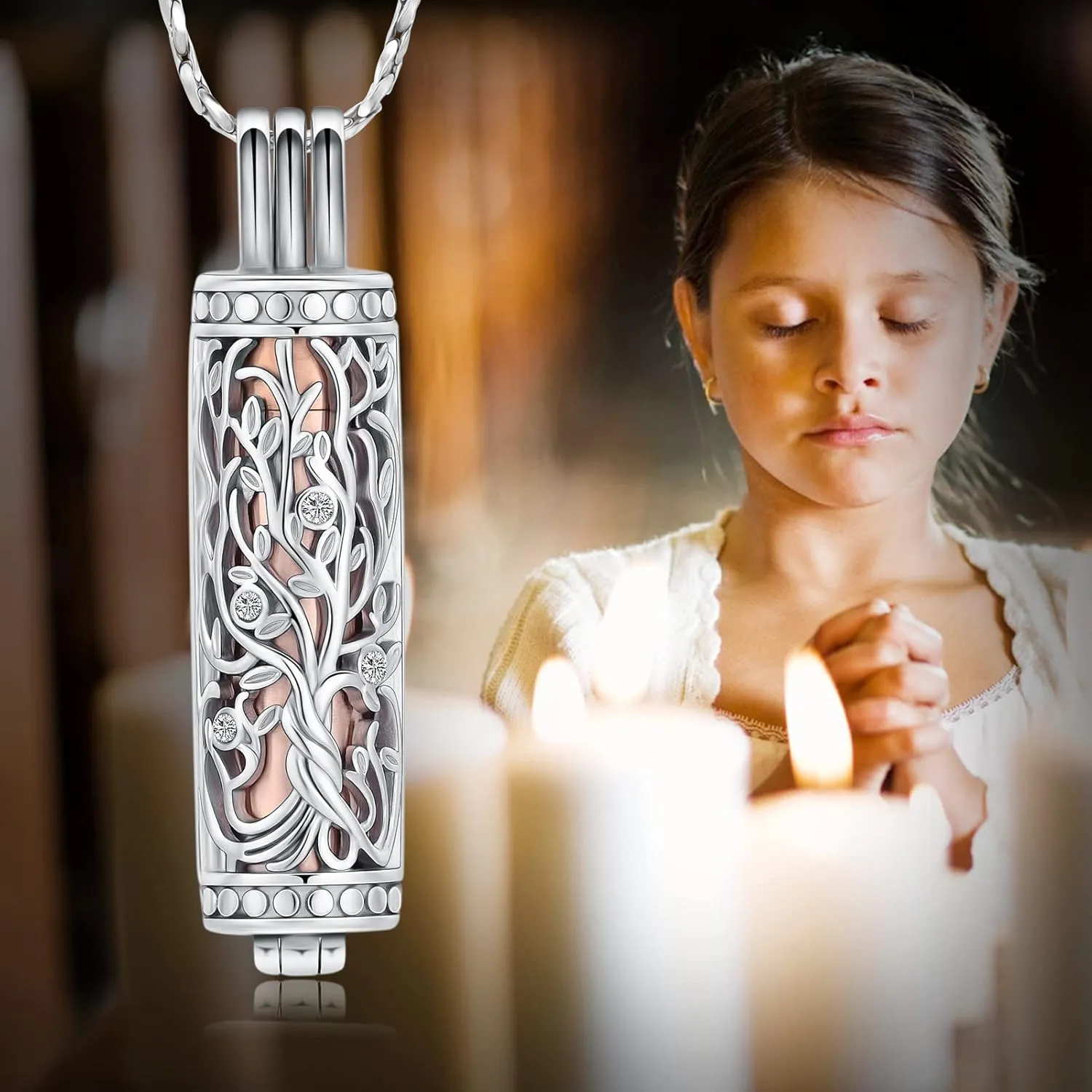 Urn Necklace for Ashes with Hollow Vial Cylinder Cremation Jewelry for Ashes Tree of Life Memorial Jewelry Gifts for Women Ashes Necklace Lockets Ashes Holder for Men Pet