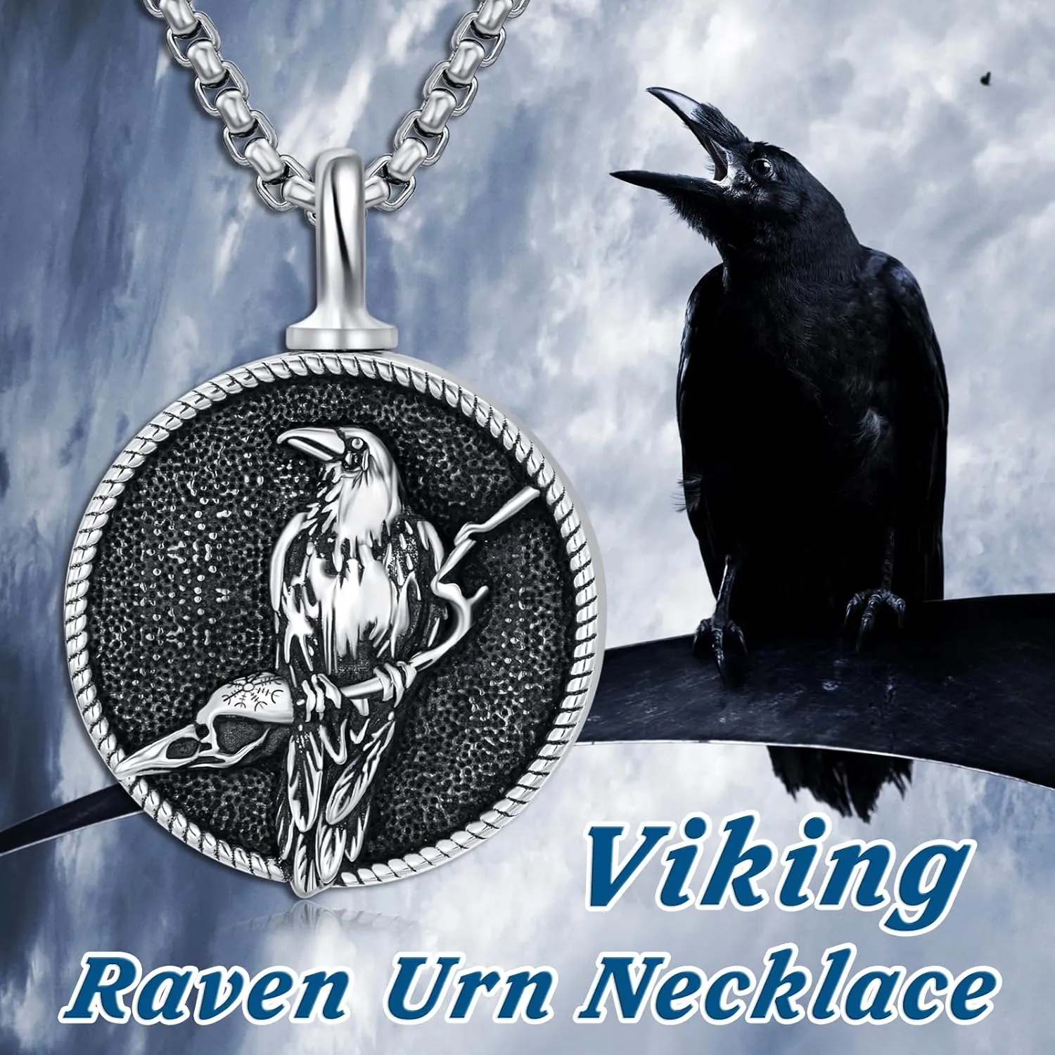 Viking Necklace for Men S925 Sterling Silver Odin/Troll Cross/Compass/Raven/Valknut/Axe Rune Amulet Necklace Norse Jewelry for Christmas Birthday