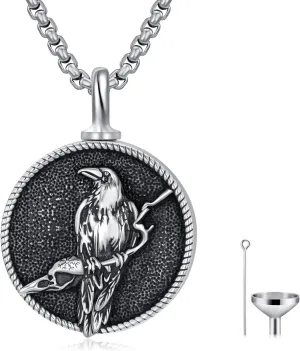 Viking Necklace for Men S925 Sterling Silver Odin/Troll Cross/Compass/Raven/Valknut/Axe Rune Amulet Necklace Norse Jewelry for Christmas Birthday