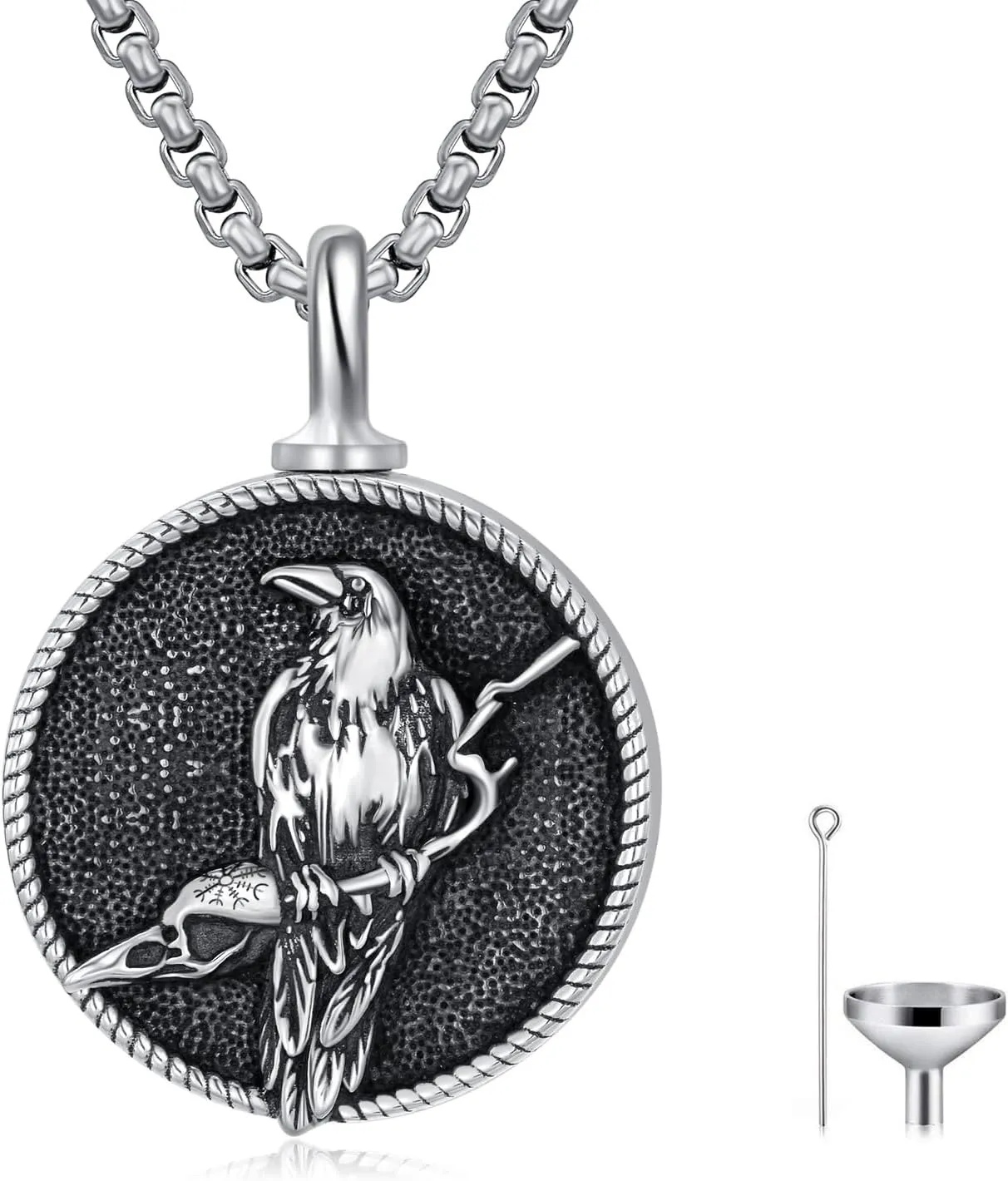 Viking Necklace for Men S925 Sterling Silver Odin/Troll Cross/Compass/Raven/Valknut/Axe Rune Amulet Necklace Norse Jewelry for Christmas Birthday