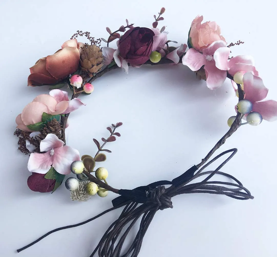 Vivivalue Fairy Flower Crown Woodland Headband Forest Elf Headpiece for Wedding Bridal Shower Renaissance Halloween Cosplay Maternity Shoot