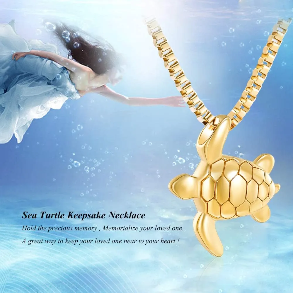 XSMZB Sea Turtle Cremation Jewelry for Ashes for Men Women Memorial Urn Necklace for Ashes for Human/Pet Funeral Ashes Necklace Keepsake Pendant