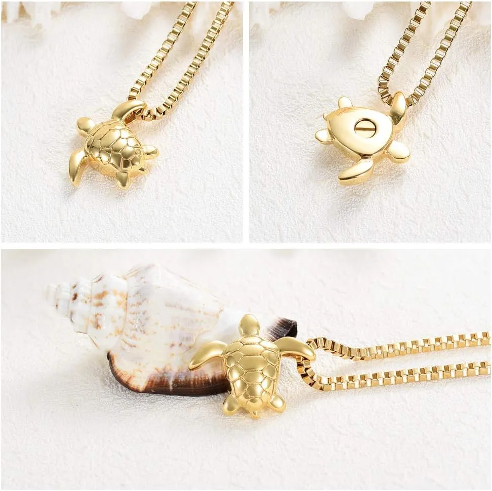 XSMZB Sea Turtle Cremation Jewelry for Ashes for Men Women Memorial Urn Necklace for Ashes for Human/Pet Funeral Ashes Necklace Keepsake Pendant