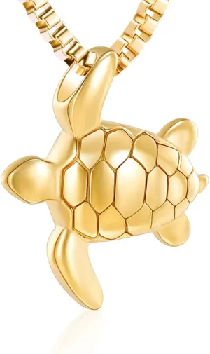XSMZB Sea Turtle Cremation Jewelry for Ashes for Men Women Memorial Urn Necklace for Ashes for Human/Pet Funeral Ashes Necklace Keepsake Pendant