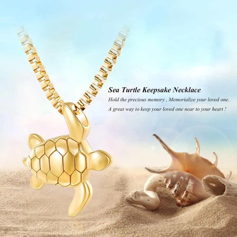 XSMZB Sea Turtle Cremation Jewelry for Ashes for Men Women Memorial Urn Necklace for Ashes for Human/Pet Funeral Ashes Necklace Keepsake Pendant