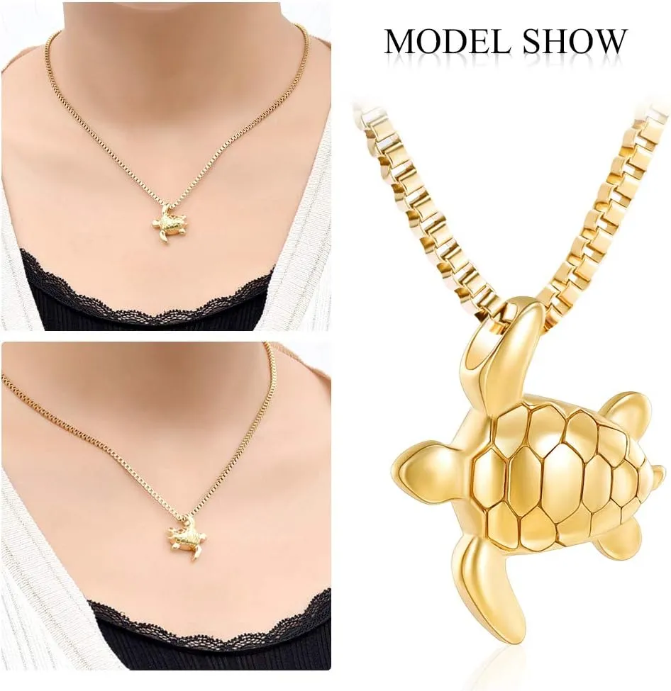 XSMZB Sea Turtle Cremation Jewelry for Ashes for Men Women Memorial Urn Necklace for Ashes for Human/Pet Funeral Ashes Necklace Keepsake Pendant